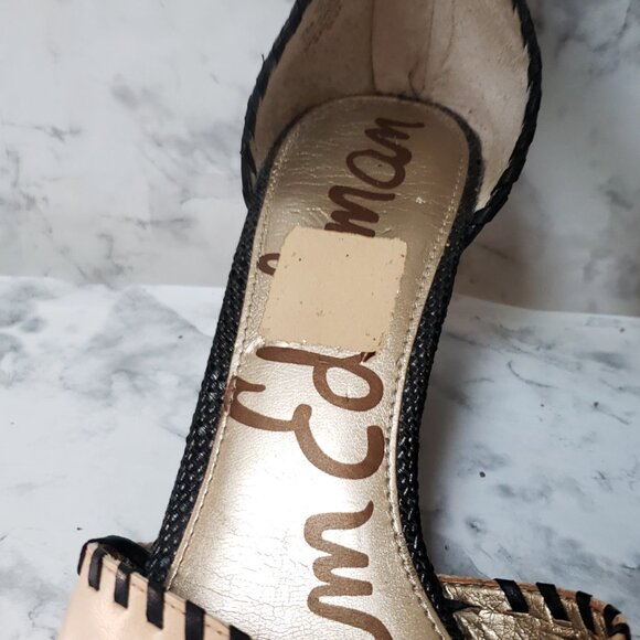 Black/Nude Ankle Strap Sam Edelman Women's Silvia Wedge Sandal 8.5 - Picture 13 of 14